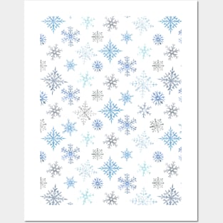 BG - Blue snowflakes Posters and Art